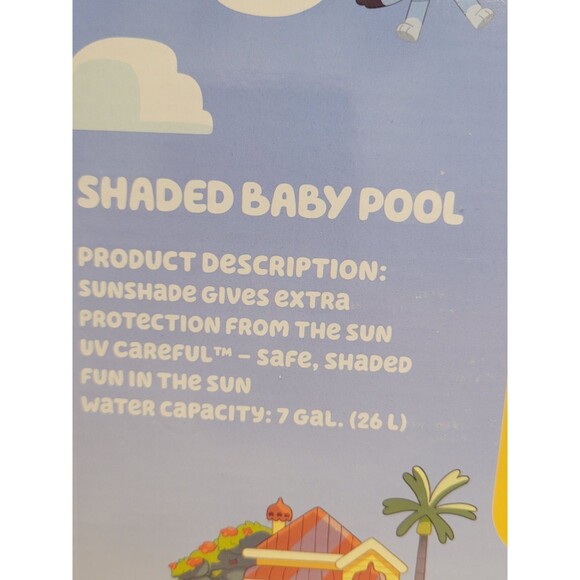 Ludo Bluey Inflatable Shaded Baby Pool 7 Gal Water Capacity Ages 2+ Years - Picture 3 of 5